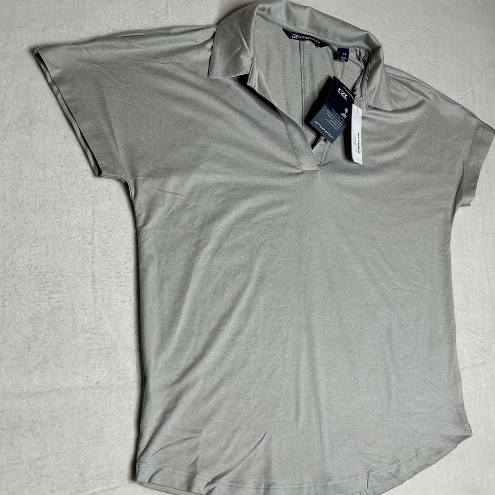 NEW Cutter & Buck Women S P Gray Short Sleeve Collared Polo Shirt Eco Comfort